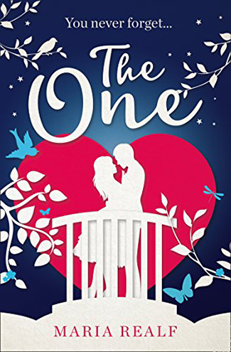The One book cover with silhouettes of couple embracing against red heart