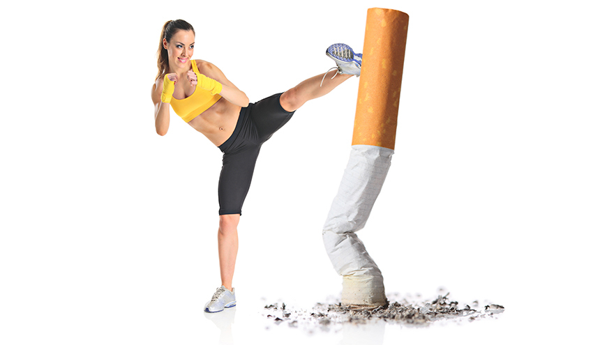 Girl kicking a cigarette butt