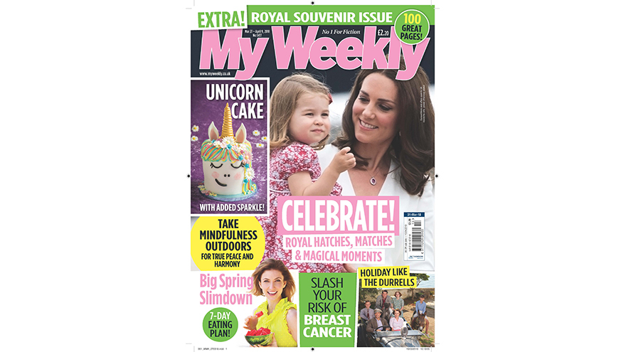 My Weekly cover showing the duschess of Cambridge and Princess Charlotte