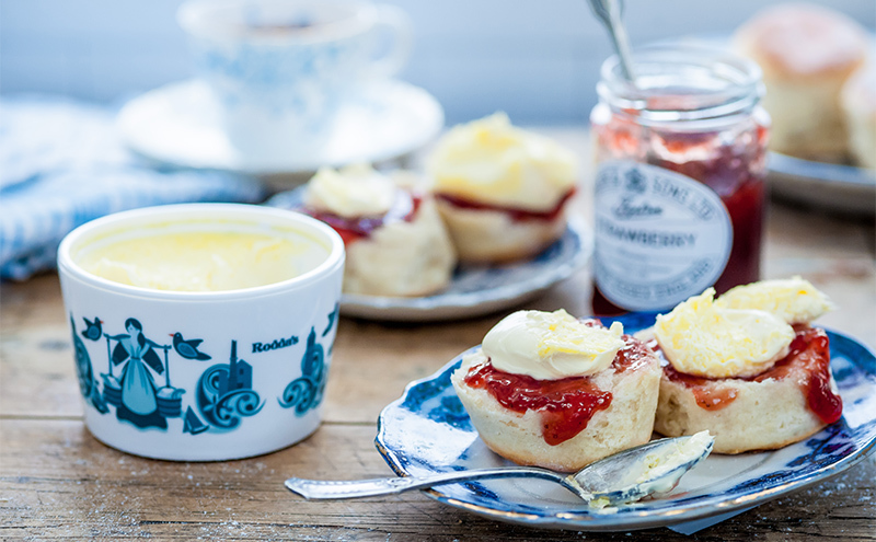 Cream tea with Tiptree jam and Rodda's cornish cream