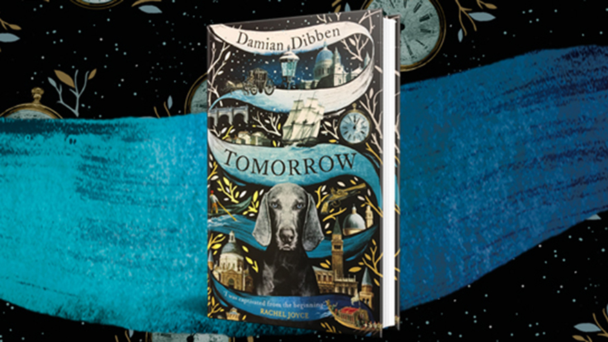 Tomorrow book cover with dog and planets