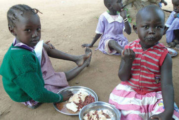 Children being supported at school in South Sudan by Mary's Meals