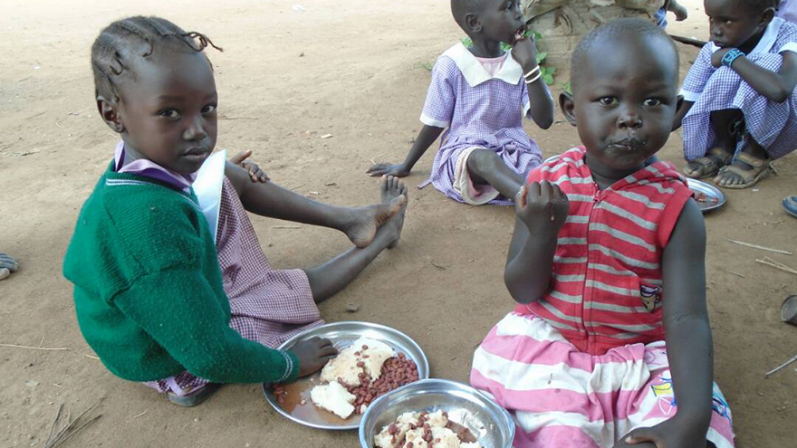 Children being supported at school in South Sudan by Mary's Meals