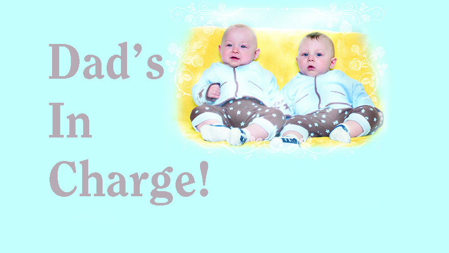 twin baby boys on blue background