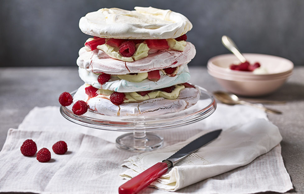 Rainbow Rhubarb Meringue