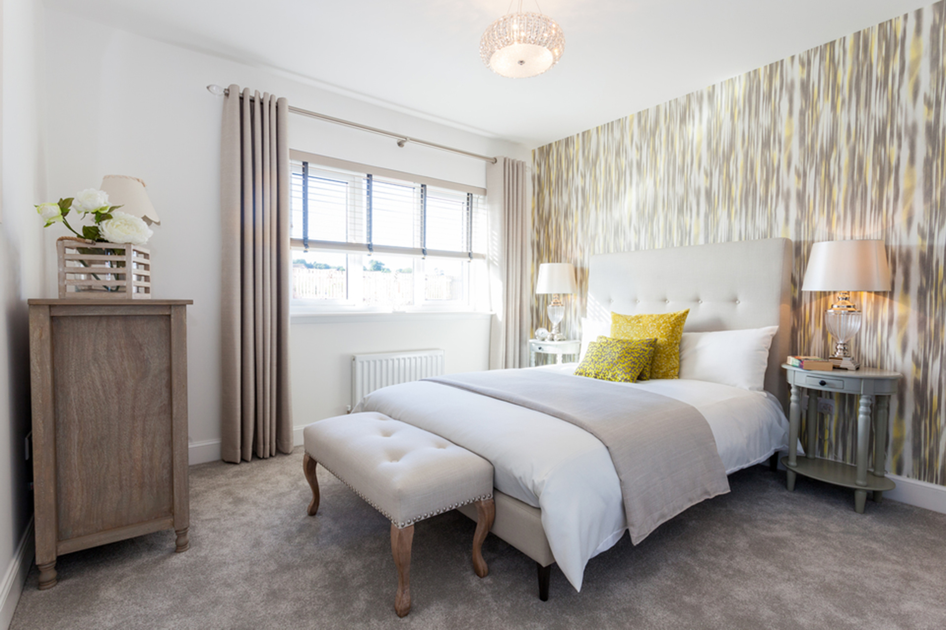 Bedroom with splashes of yellow