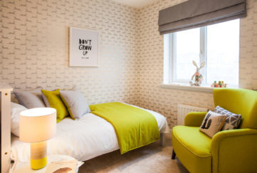 Bedroom with yellow features
