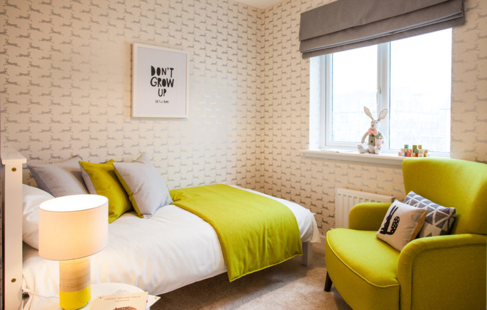 Bedroom with yellow features