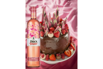 Ultimate Chocolate cake and black tower rose wine