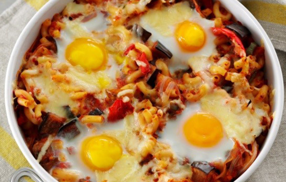 Egg and veg pasta bake