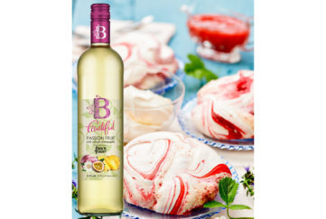 Strawberry Meringue and Black Tower Passion Fruit wine