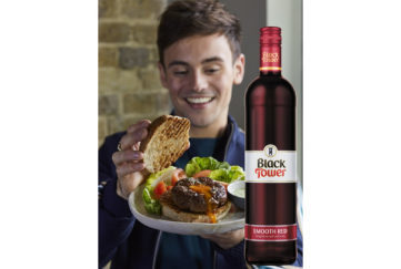 Tom Daly's Olympic Burger and Black Tower Red Wine
