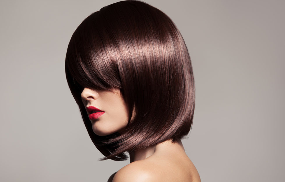 woman with glossy bob