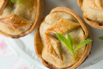 Little Lamb Pie recipe. Pies decorated with sprigs of mint