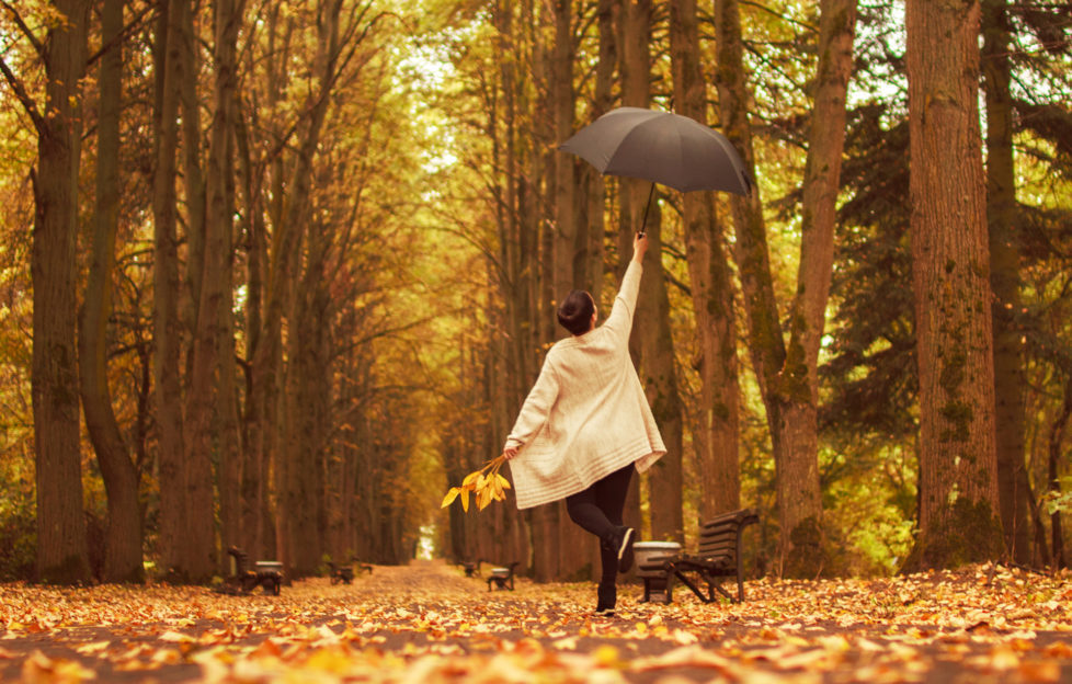 girl with an umbrella in the park