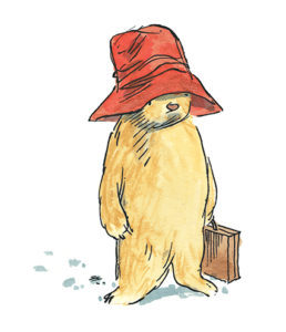 Paddington bear with hat and suitcase