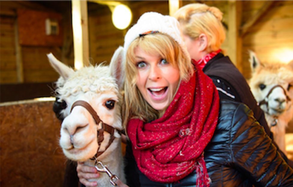 Kate Garraway with a lama