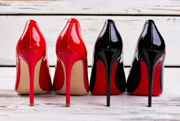 Red and black pump shoes