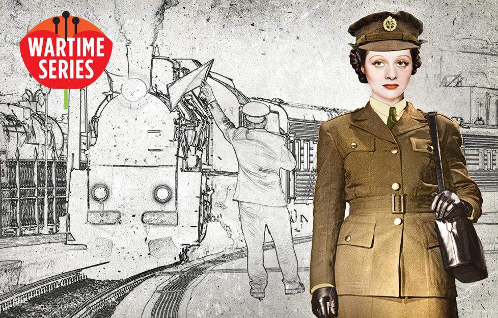Lady in wartime uniform at railway station Illustration: Mandy Dixon