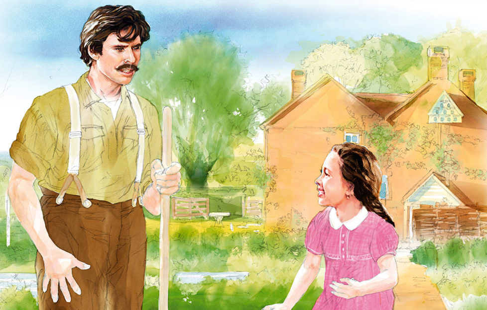 Italian man and young girl together in veg patch Illustration: Andre Leonard Pic: Jerry Bauer