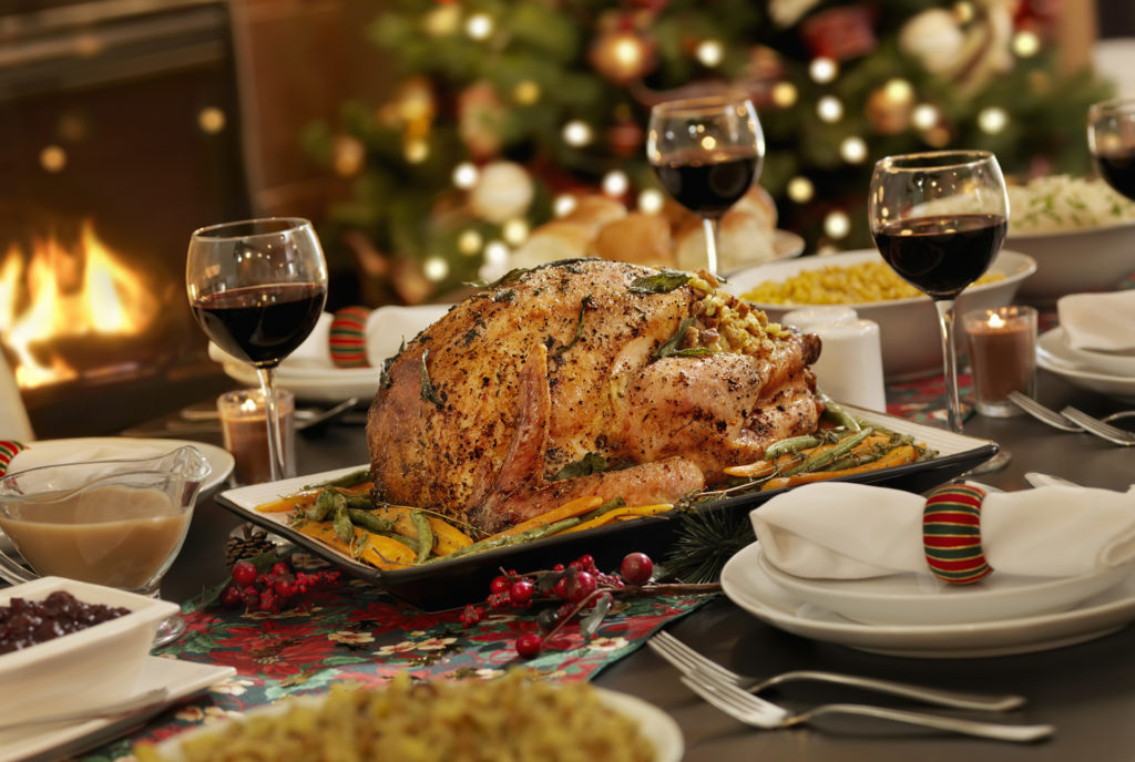 Turkey and all the trimmings with wine Pic: Istockphoto
