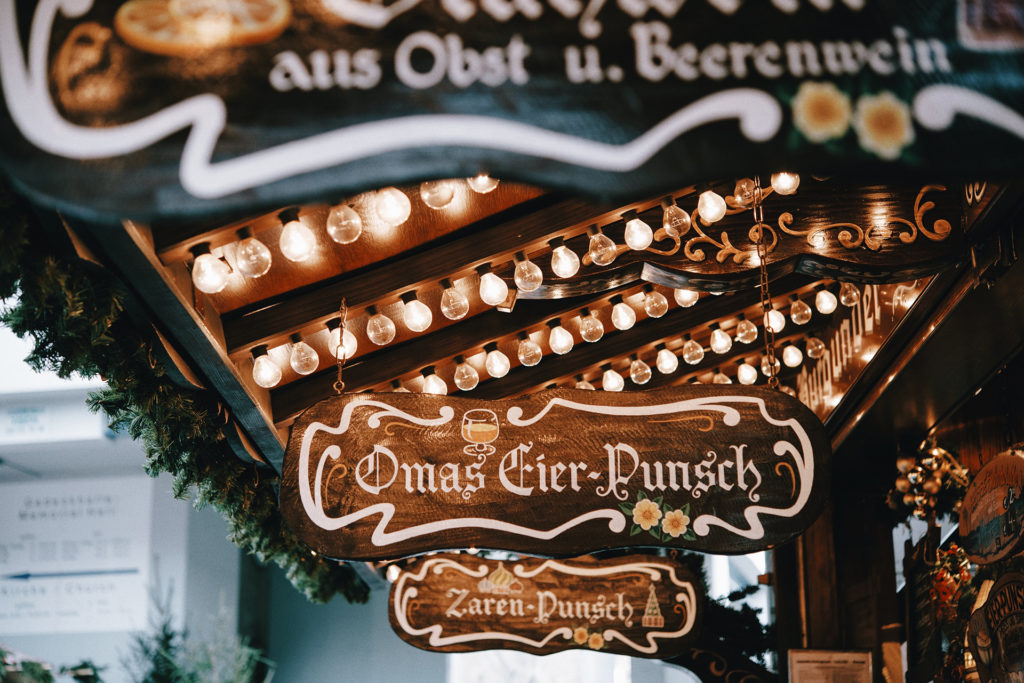 German signs in a Christmas market