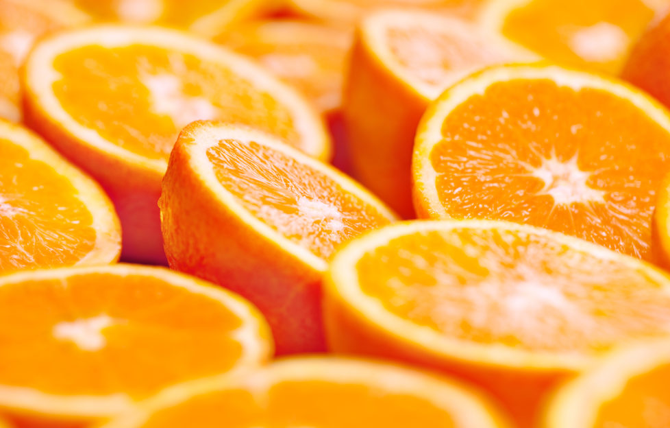 Oranges cut in half