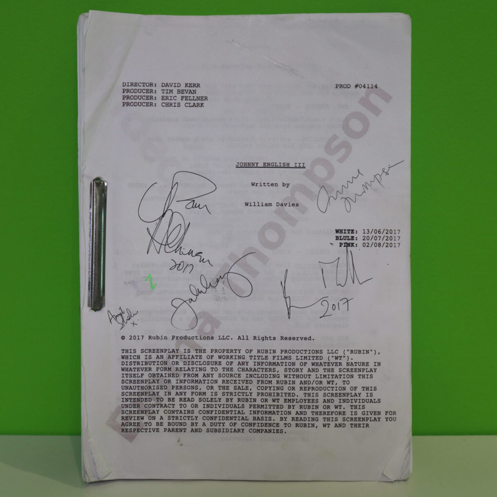 Johnny English 3 signed script