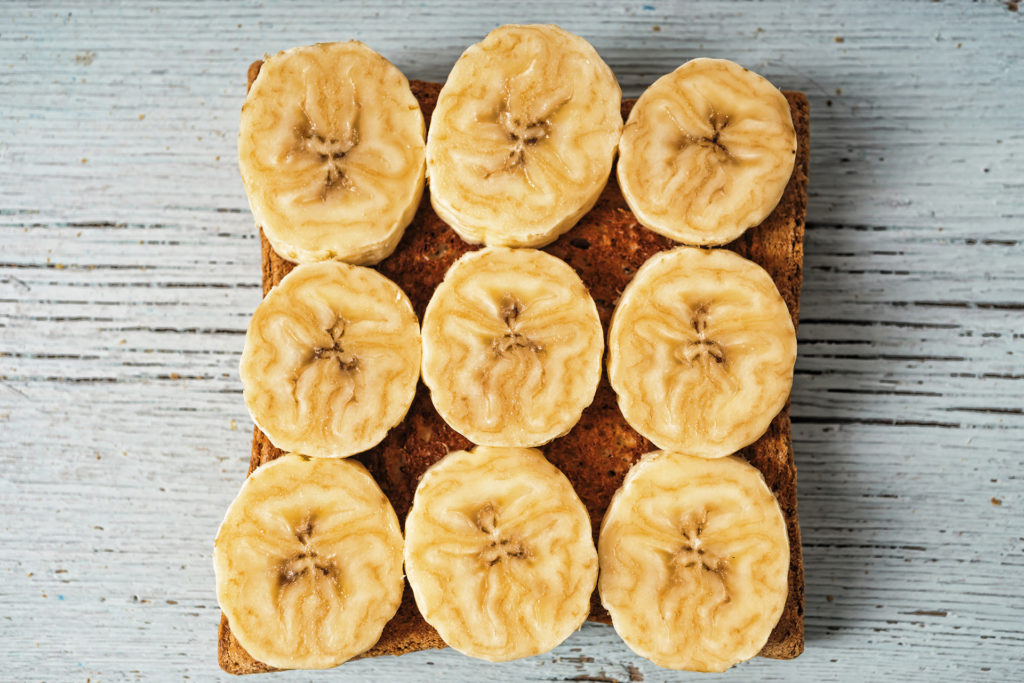 Toast with bananas for breakfast