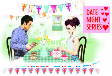 Modern couple in a nostalgic cafe setting with bunting and tablecloths Ilustration: Mandy Dixon, Istockphoto