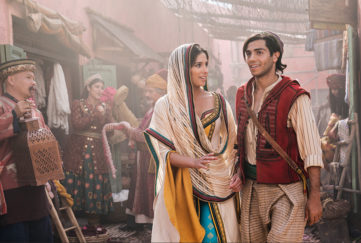 Naomi Scott as Jasmine and Mena Massoud as Aladdin in Disney’s live-action adaptation of ALADDIN, directed by Guy Ritchie. Pic: Daniel Smith, copyright Disney Enterprises Inc (All Rights Reserved)
