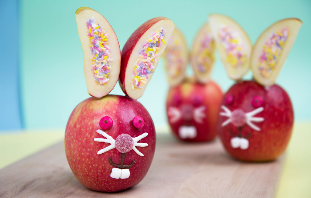 Easter bunnies made with apple