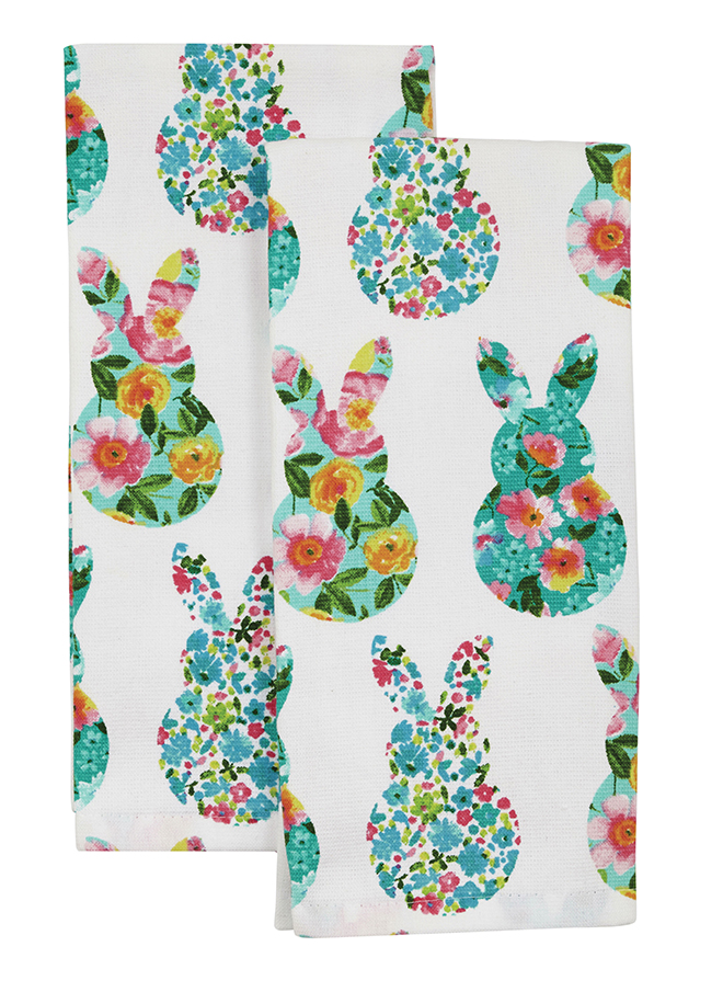 Floral rabbit tea towels
