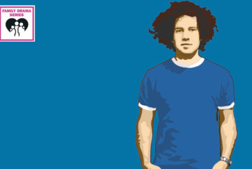 Image from photo of young mixed race man with short dreadlocks and royal blue t shirt, relaxed expression, on royal blue background
