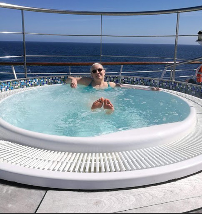 Relaxing in the hot tub