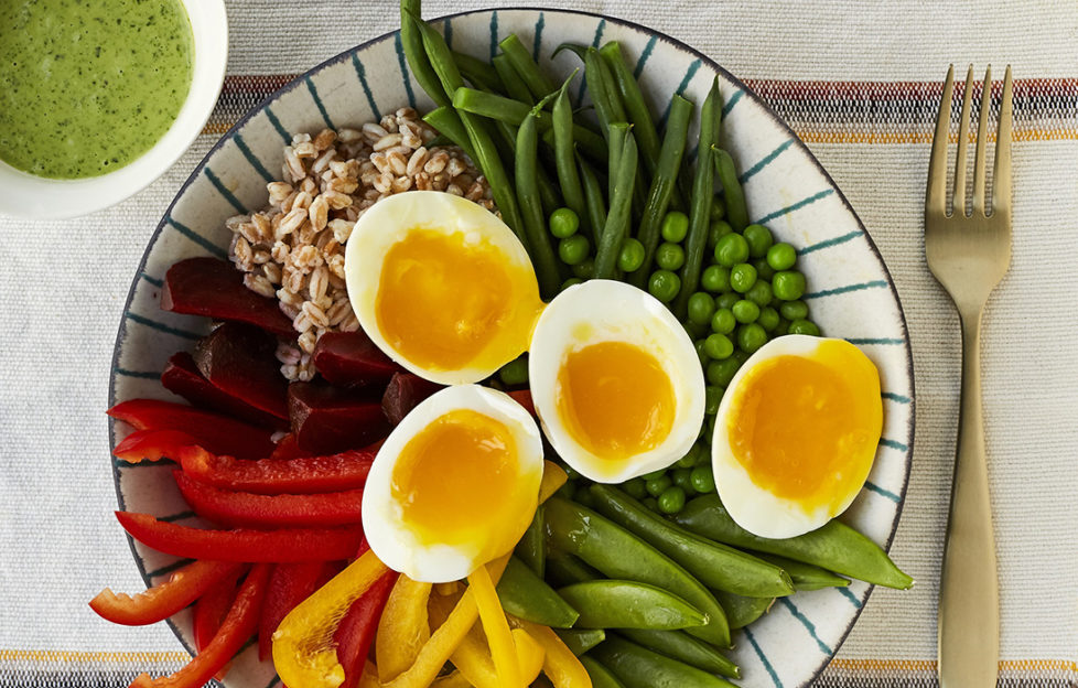 Boiled eggs and rainbow salad