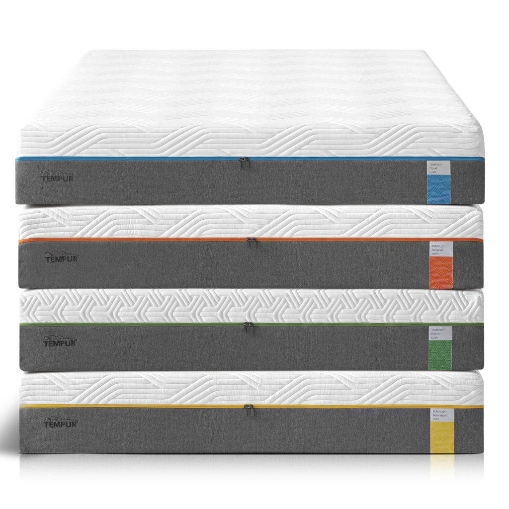 Stack of 4 different kinds of Tempur mattresses