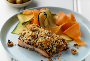 Salmon with olive crust