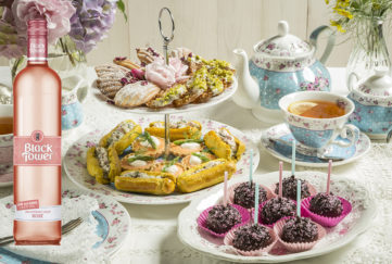 Afternoon tea spread with deliciously light rose