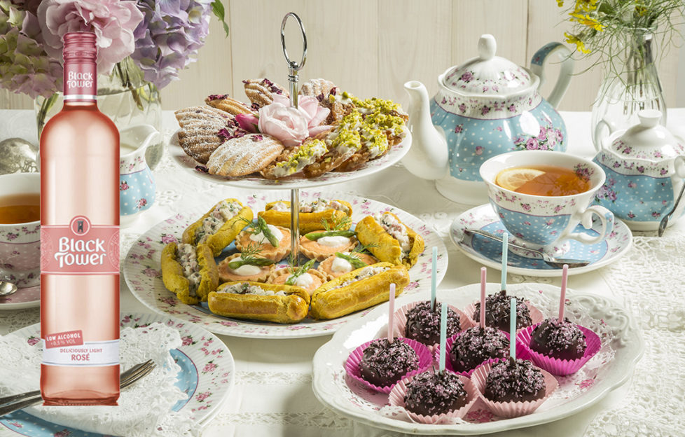 Afternoon tea spread with deliciously light rose