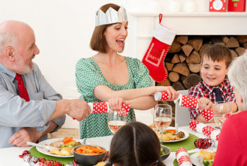 Family enjoying Christmas dinner