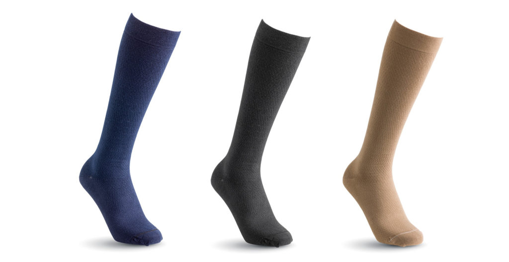 3 socks - blue, grey and beige