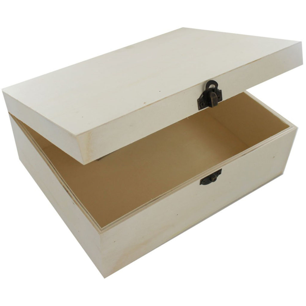 Plain plywood box with hinged lid