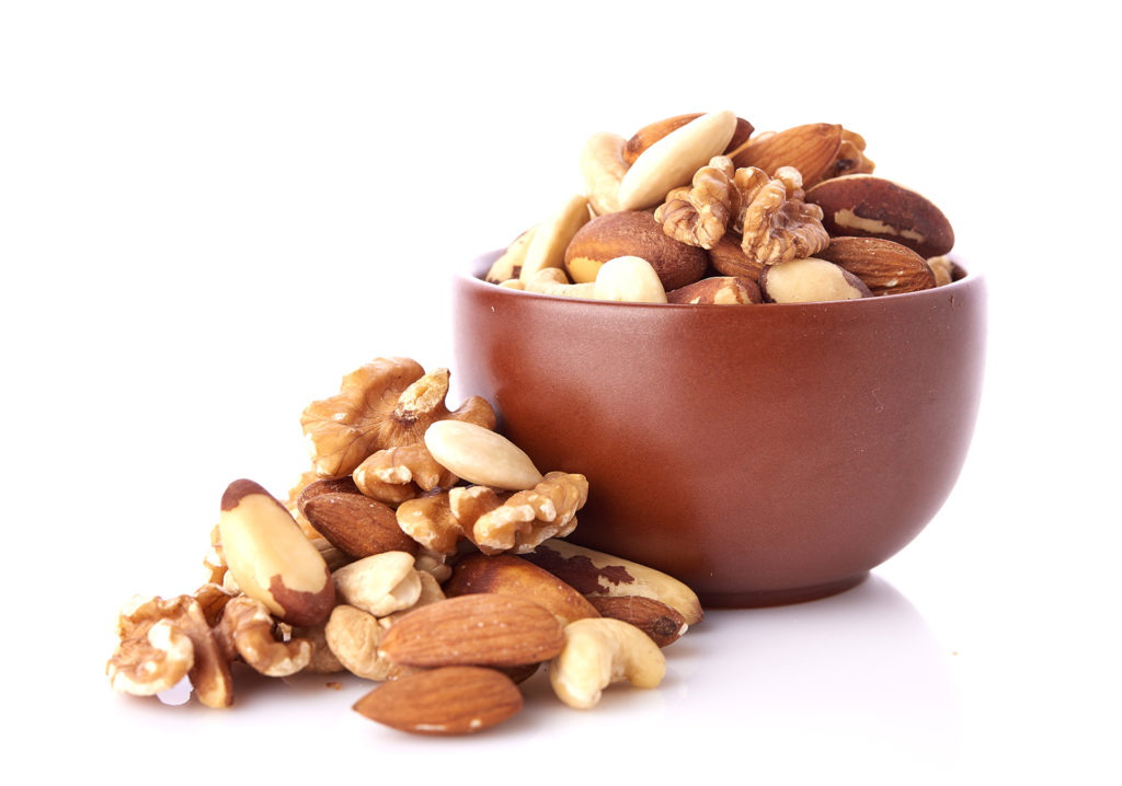 Wooden bowl of nuts