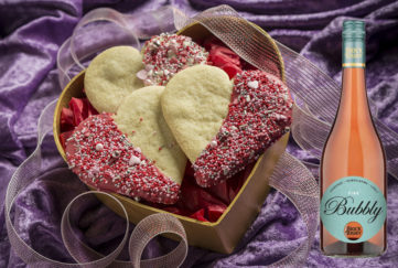 Valentine biscuits and pink bubbly
