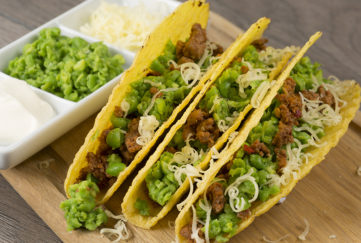 Spicy Beef Tacos with Peas