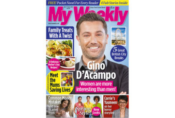 Cover of My Weekly latest issue with Gino D'Acampo and family treats cookery with a twist