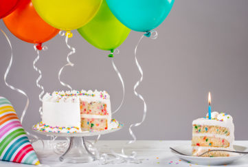 Birthday cake and balloons Pic: Shutterstock
