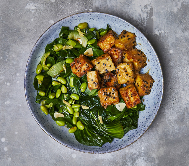 Miso Tofu With Stir-Fried Ginger Green