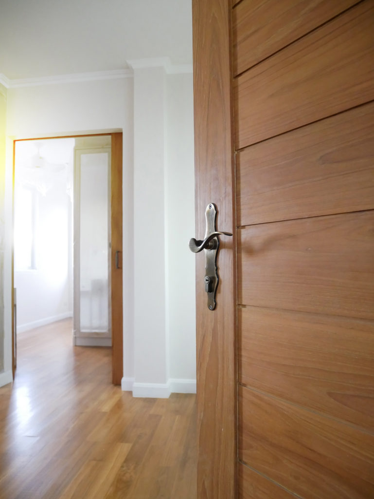 Open the door in modern bedroom and beautiful decor.;
